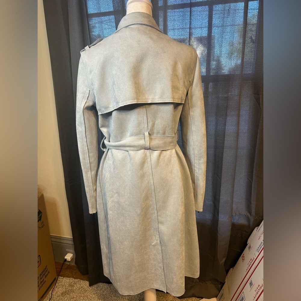 Magaschoni Sky Blue Trench Coat - Picture 4 of 9